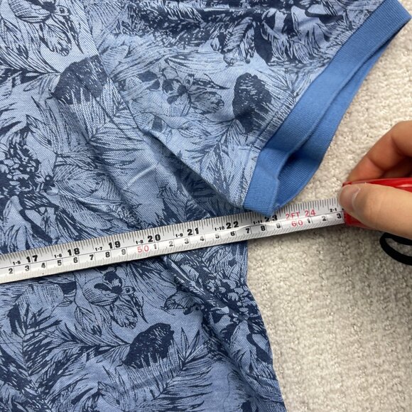 Au Noir Mens 6 / 2XL Polo Blue Tropical Floral AOP Summer Short Sleeve Stretch - Picture 7 of 14
